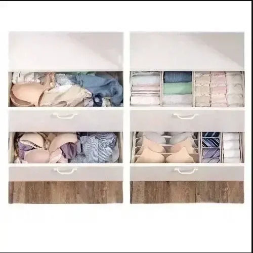 Tpster Fabric Drawer Organizer For Clothes in Beige Color 32x32x12cm 1pcs