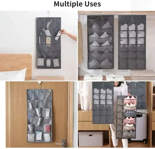 Tpster Fabric Hanging Storage Case for Underwear / Belts in Gray Color 40x78cm 1pcs