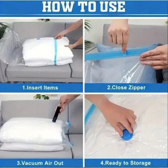 Tpster Plastic Storage Bag For Clothes Airtight and with Vacuum 80x100cm 1pcs