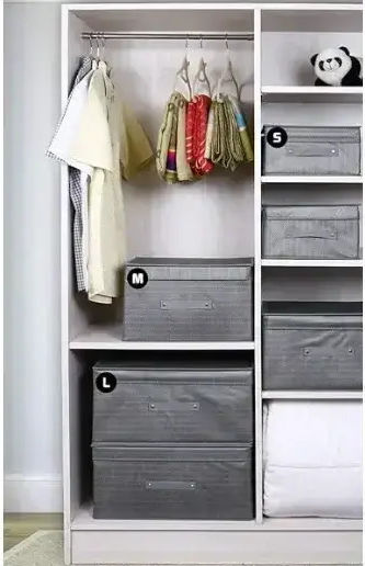 Tpster Stoff Aufbewahrungsbox für Kleidung in Gray Farbe 18x33x15cm 1Stück