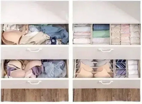 Tpster Fabric Drawer Organizer for Ties / Underwear / Belts / Socks in Beige Color 43x28x11cm 1pcs