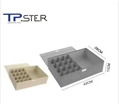 Tpster Fabric Drawer Organizer for Ties / Underwear / Belts / Socks in Beige Color 43x28x11cm 1pcs