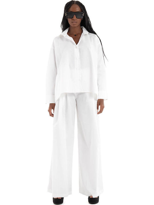 Pants Women's Fabric Trousers White