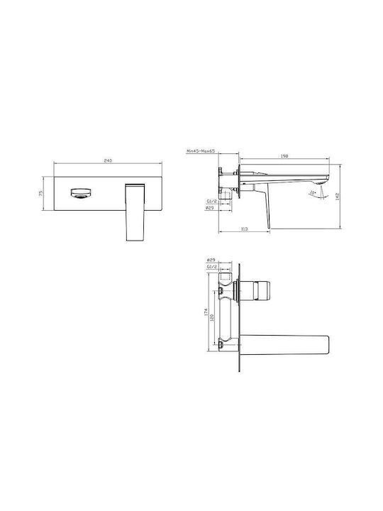 Inter Ceramic Set Mixer & Gură Îngropată pentru Lavabo Argintiu 6988354270345