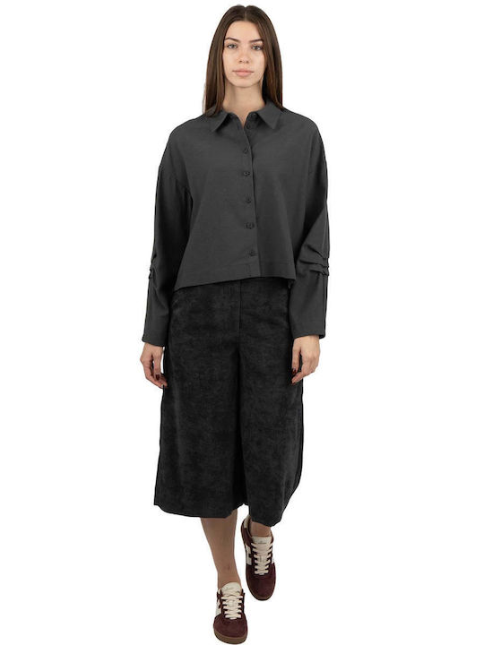 Langärmelig Damen Hemd Anthracite