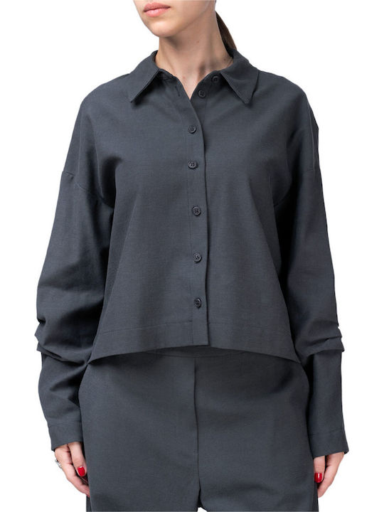 Langärmelig Damen Hemd Anthracite