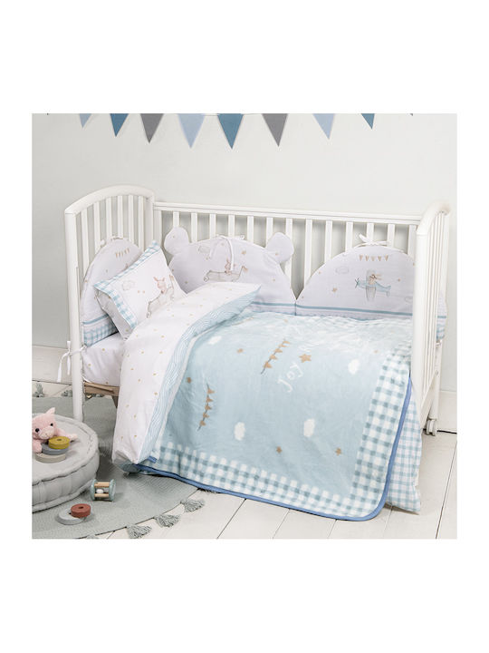 Nima Decke Kinderbett Samt Hellblau 110x140cm