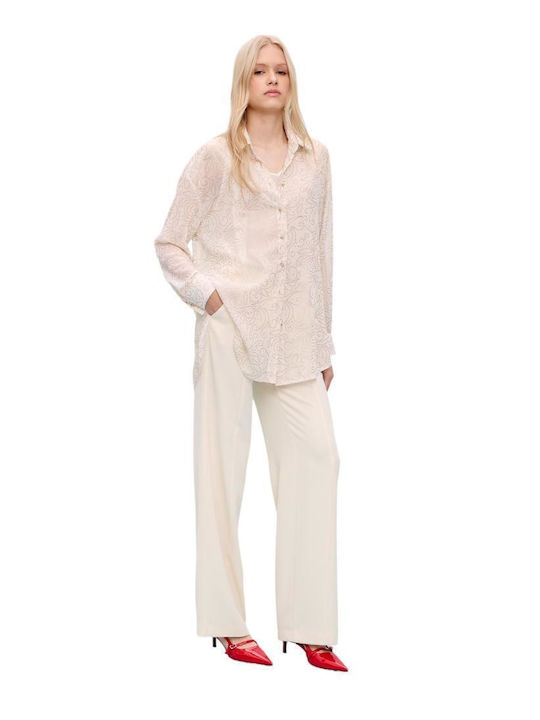 Damen Stoff Hose Ecru