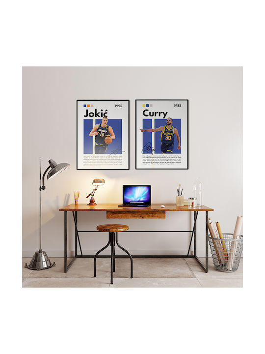 Poster Nba Greatness Series Steph Curry Snk195 21cm X 30cm Λευκή Ξύλινη Κορνίζα