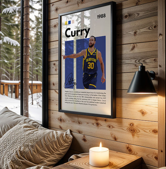 Poster Nba Greatness Series Steph Curry Snk195 21cm X 30cm Λευκή Ξύλινη Κορνίζα