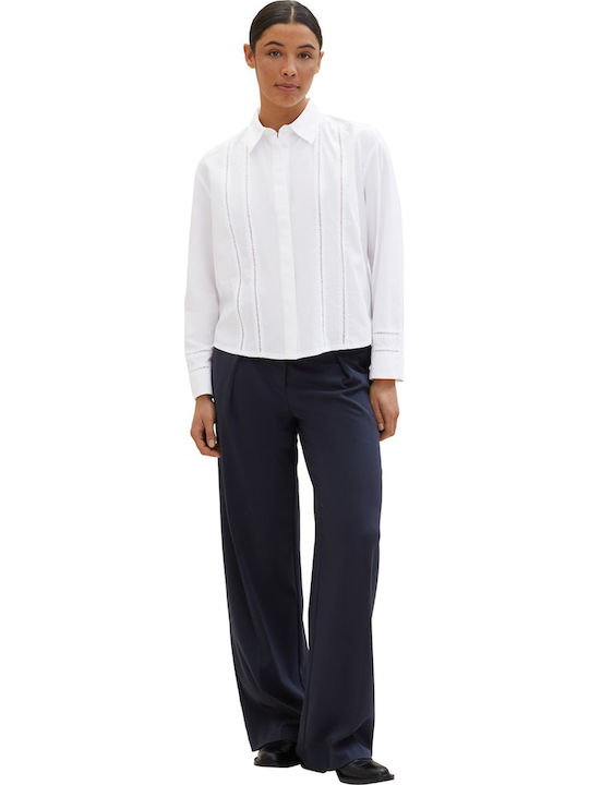 Langärmelig Damen Hemd White