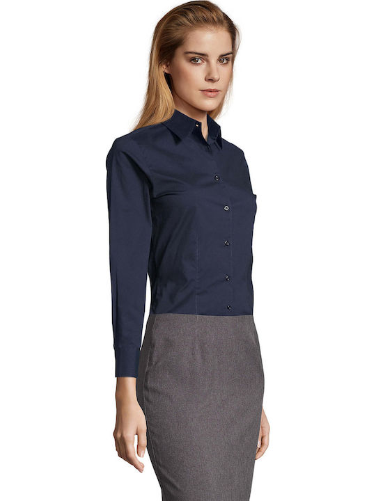Eden Women's Monochrome Long Sleeve Shirt Navy Blue
