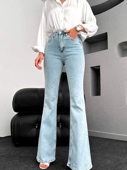Hoch tailliert Damenjeans Schlaghose