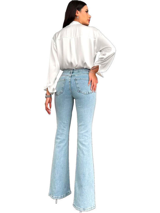 Hoch tailliert Damenjeans Schlaghose