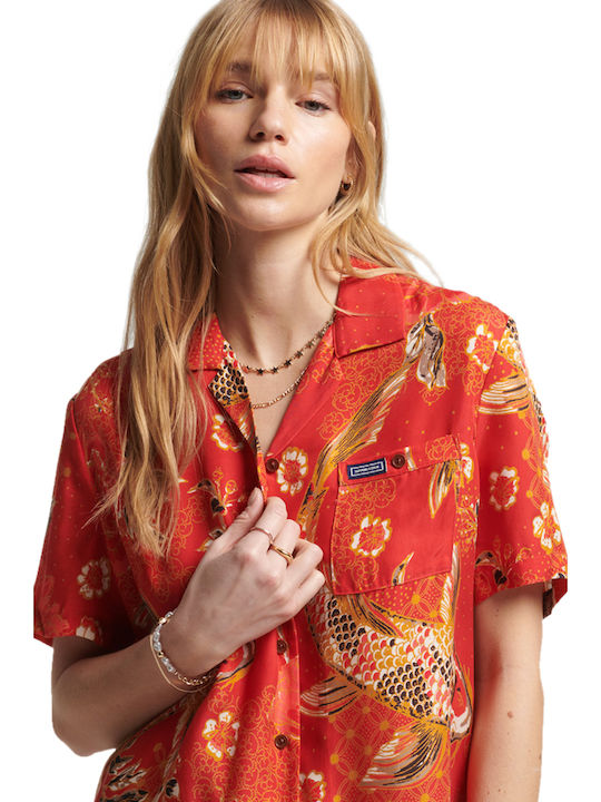 Vintage Resort Women's Short Sleeve Shirt Red