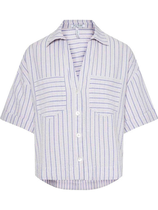 Women's Striped Short Sleeve Shirt Purple