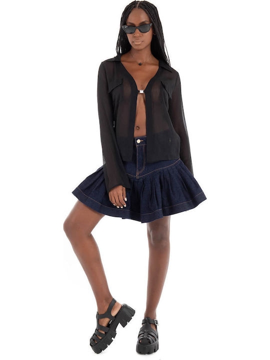 Eleazara Langärmelig Damen Hemd Black