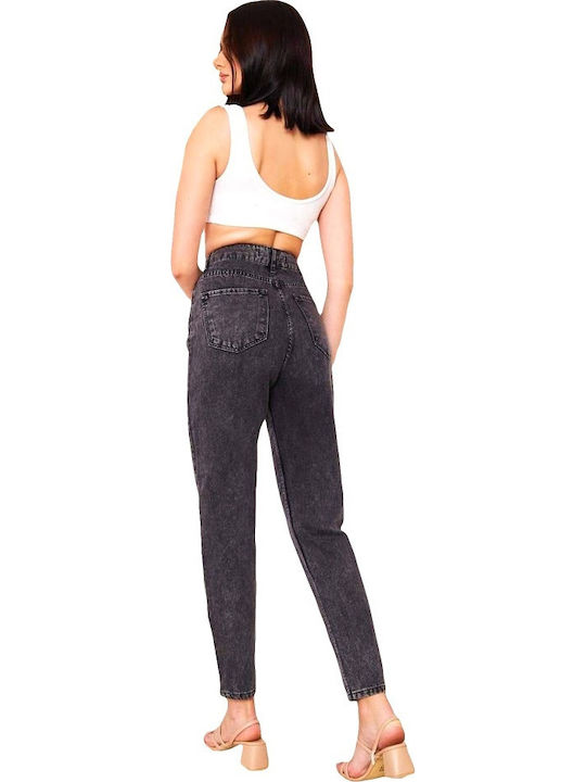 High Waist Women's Jean Trousers in Mom Fit Gray