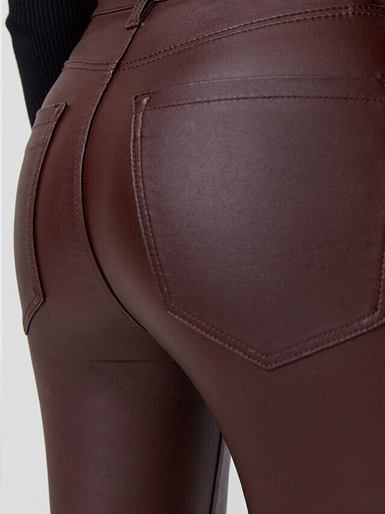 Damen Hoch tailliert Stoff Hose Push-up Rot