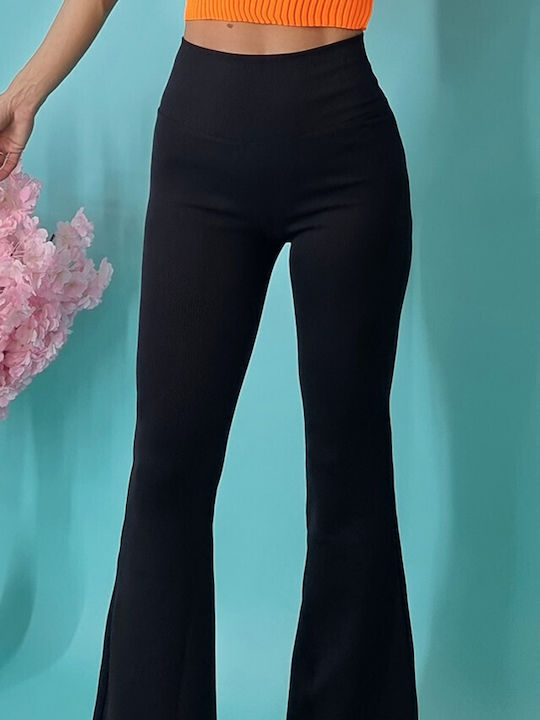 Dama Talie înaltă Tesatura Pantaloni Evazați Negru