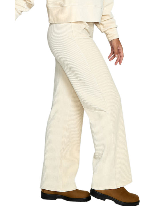 Keep It Straight Women's Fabric Trousers Straight Line White