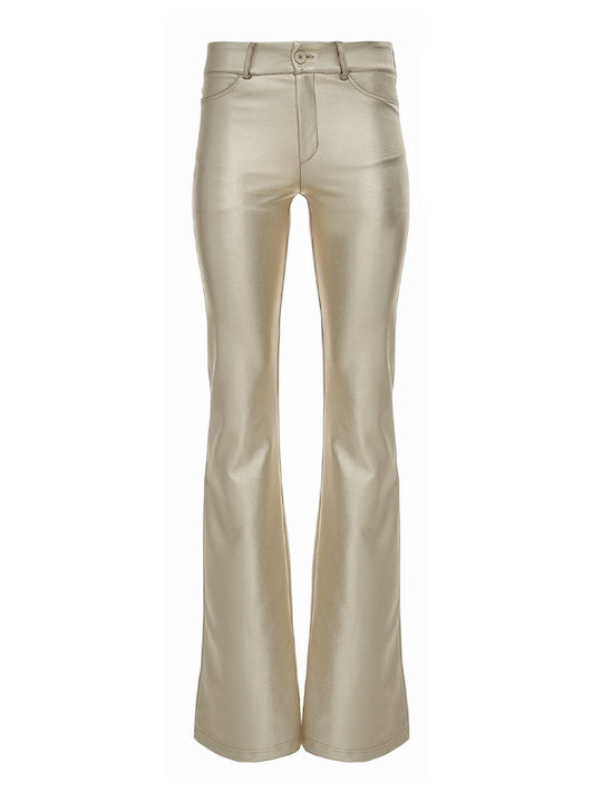 Women's High-waisted Fabric Trousers Flared Gold