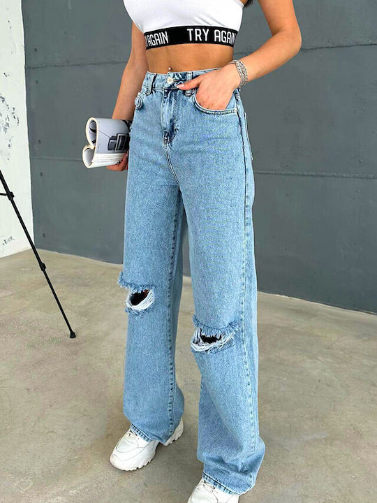High Waist Women's Jean Trousers in Baggy Line