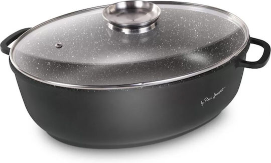 Lamart Oval Cast Iron Dutch Oven with Glass Lid 41.5x26.5cm 8L