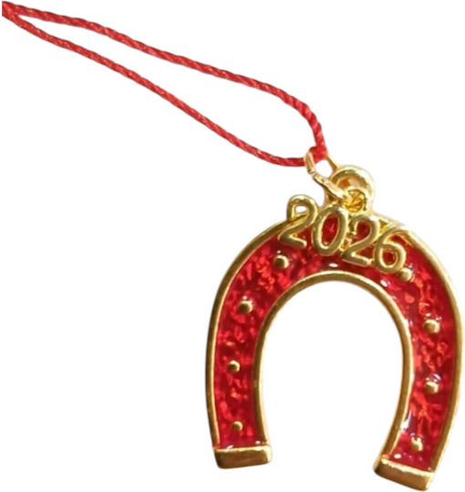 Kalliopi Silver Handmade Tabletop Lucky Charm Horseshoe Red 2026 3x3cm 1pcs