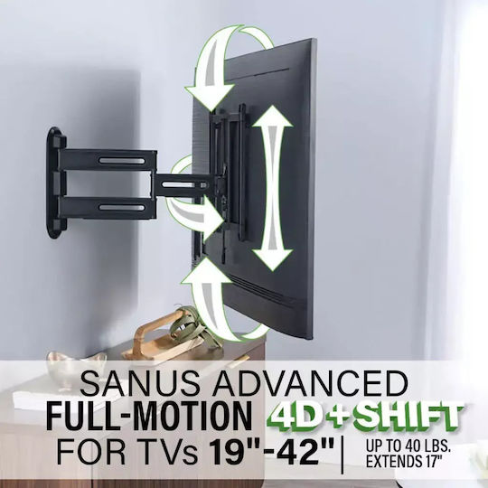 Suport TV Universal Extensibil de Perete Sanus 48-110 Cm Negru