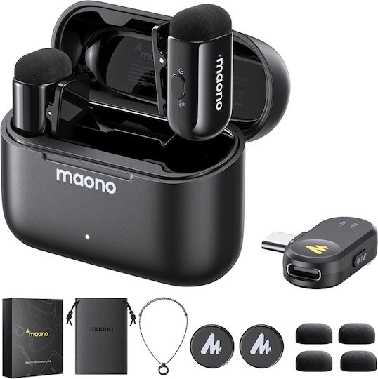Maono WM622 PC2 Set Drahtlos Mikrofon Πέτου, Clip On Journalistisch