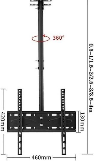 KLN-726605 Βάση Τηλεόρασης Οροφής έως 60" Ασημί