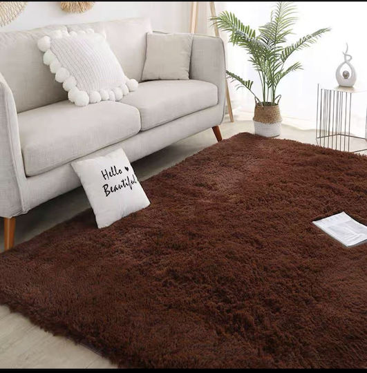 Homeone Χαλί Αντιολισθητικό Shaggy Γούνινο 60x90cm Καφέ