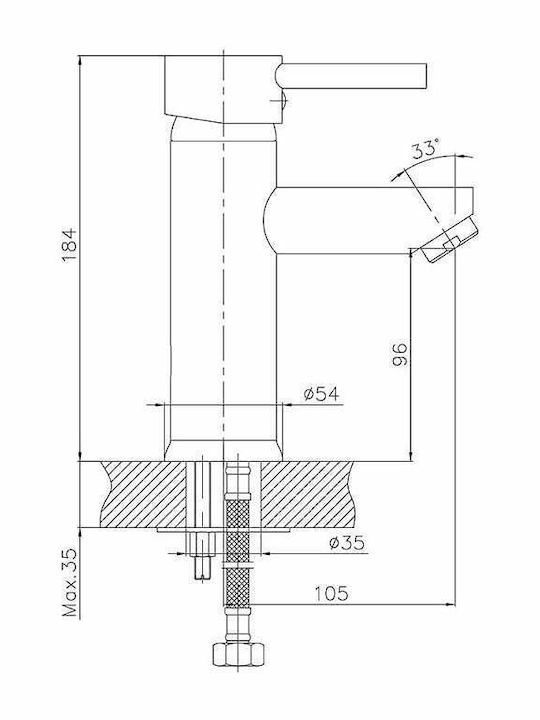 Inter Ceramic Αναμεικτική Μπαταρία Νιπτήρα Ασημί