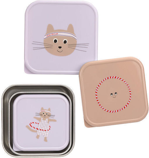Laessig Tiny Team Cat Set De Masă Din Plastic Pentru Copii Argintiu