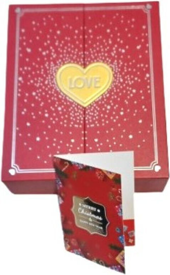 Geschenk Weihnachtsset Schmuckkästchen Rote Rose Herz 16 cm Schlüsselring Weihnachtskarte