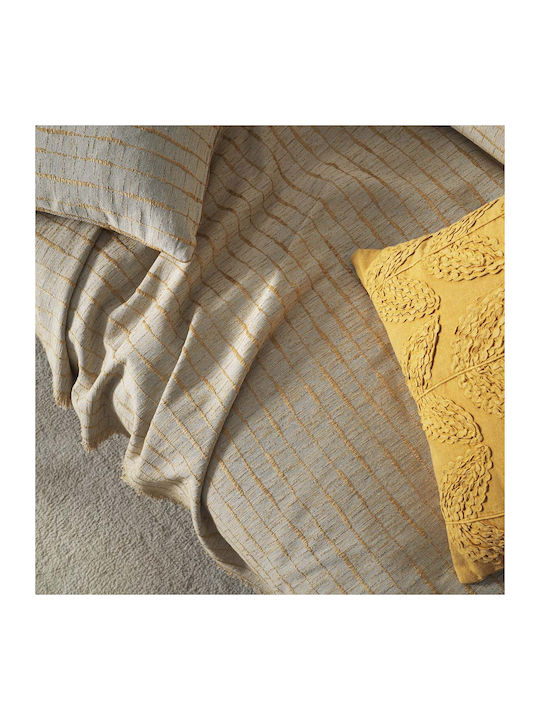 Gofis Home Vespera Decken & Couchdecken Zweisitzer-Sofa Überwurf 2 Seiten Jacquard 180x250cm Leaf Gold 148/04