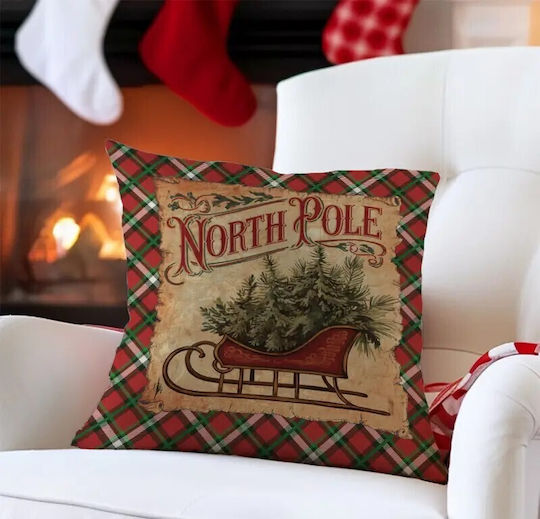 By Queen Limited Festive Edition Μαξιλαροθήκη North Pole Vintage Έλκηθρο 45x45εκ