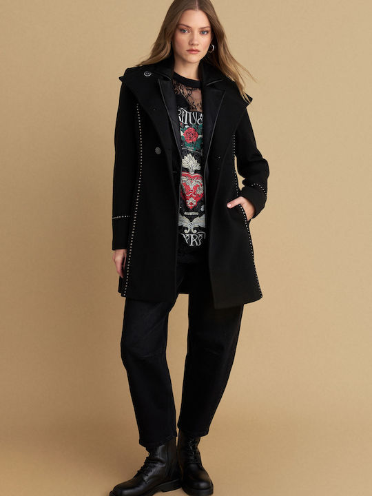 Women's Black Peacoat