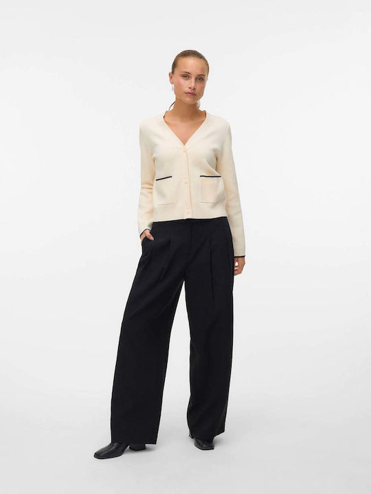 Damen Stoff Hose in Weitem Schnitt Black