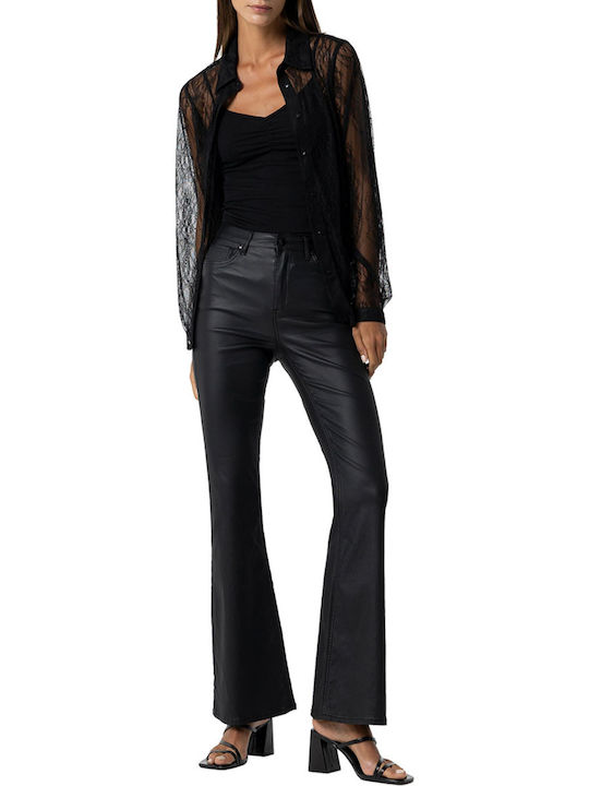 Women's Fabric Trousers Flared Black
