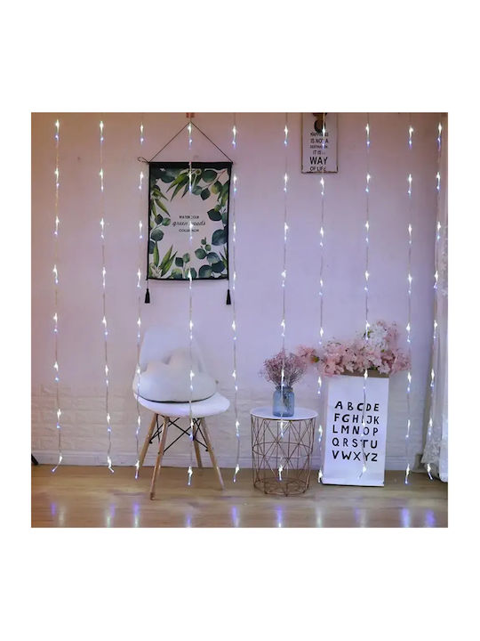 120 LED Christmas Lights Asymmetrical Curtain 3.6m 220v 10 Stars Warm White Lighting Bx-042 Transparent