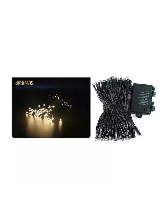 200 Λαμπάκια LED 20μ. Θερμό Λευκό Μπαταρίας σε Σειρά
