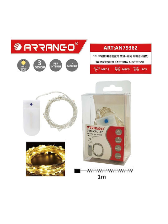 10 Lights LED 1m. Warm White Battery in String 1pcs 10 Lights LED 1m. Warm White Battery in String 1pcs
