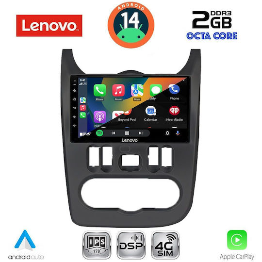 Lenovo Car Audio System for Renault Logan Dacia Duster / Logan / Sandero 2006-2012 (Bluetooth/USB/AUX/WiFi/GPS/Apple-Carplay/Android-Auto) with Touch Screen 9"