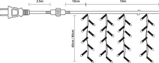 960 Lights LED 10m. x 30cm Cold White type Curtain