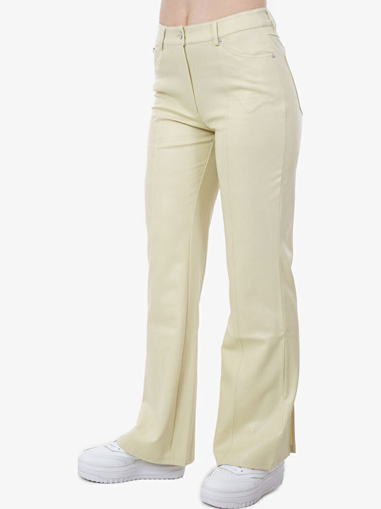 Milano Damen Stoff Hose in Bootcut Passform Gelb