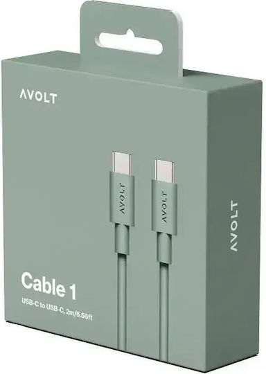 Schnelllade-Datenkabel USB-C/USB-C Avolt 2 Meter Sage