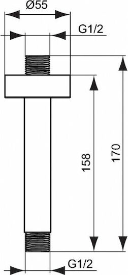 Ideal Standard Idealrain B9446aa Χρωμέ Βραχίονας Οροφής 15cm