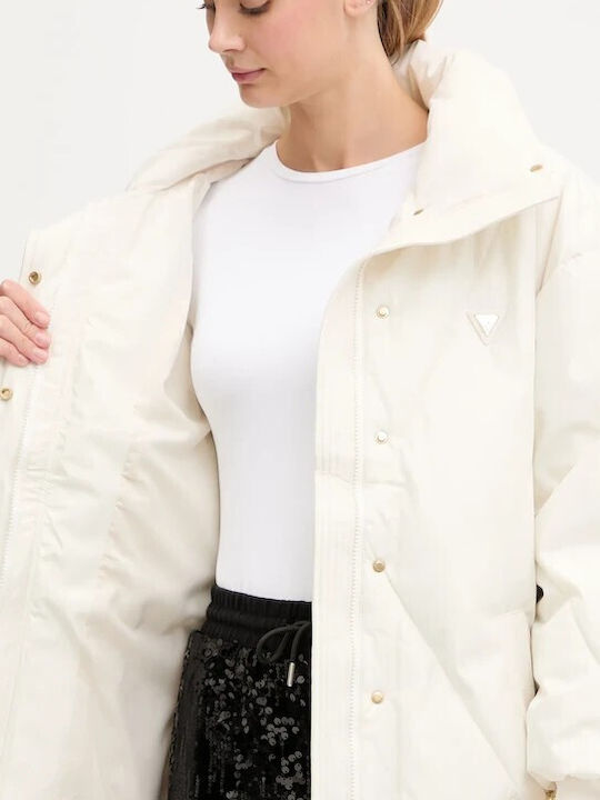 Damen Puffer Jacke für Winter Ecru